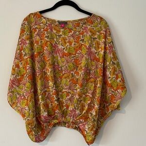Vince Camuto leaf print blouse in orange, yellow and Green